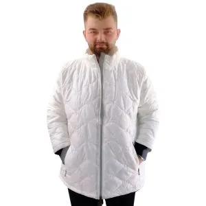 Mens Big Size dog collar Ribana Arm Zipper Coat U24611 White
