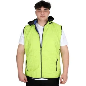Big Size Mens Hooded Zipper quilted vest U24700 Dark Green