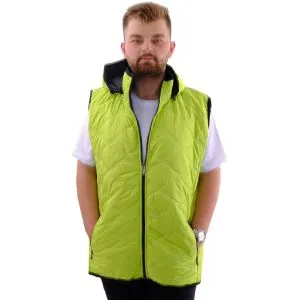 Big Size Mens Hooded Zipper quilted vest U24700 Green