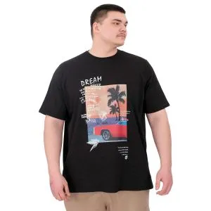 Big Size Mens  T-Shirt Palm Dream U25026 Black