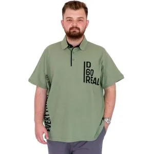 Plus Size Men's T-Shirt Polo Collar REAL U25309 Sage