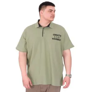 Büyük Beden Erkek T-Shirt Polo Yaka YOURSELF U25310 Çağla