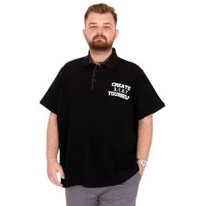Büyük Beden Erkek T-Shirt Polo Yaka YOURSELF U25310 Siyah