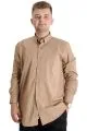 Big Size Mens Classic Shirt Elastic 20351 Brown