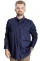 Big Size Shirt Gabardinee Çift Cep Kapaklı 20360 Navy Blue