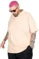 Big Size Mens T-Shirt Polo with pocket Classic 20550 Beige