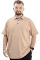 Battal Beden Erkek Tshirt Polo Yaka Cepli Klasik Pike 20552 Bej BEJ
