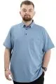 Battal Beden Erkek Tshirt Polo Yaka Cepli Klasik Pike 20552 Mavi MAVI