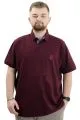 Battal Beden Erkek Tshirt Polo Yaka Nakışlı Klasik Pike 20553 Mürdüm MURDUM