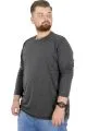 Büyük Beden Erkek Tshirt Likralı Bisiklet Yaka 20102 Antramelanj  ANTRASIT