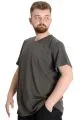 Büyük Beden T-Shirt V Yaka Likralı 20150 Haki HAKI