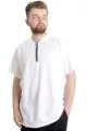 Big Size Mens T-Shirt Zipper Polo 21029 White