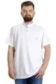 Big Size Mens T-Shirt Henley MD LOGO 22326 White