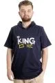 Big Size Mens T-Shirt Hoodie THE KING 23121 Navy Blue
