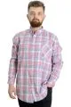 Big Size Mens Shirt Ekose Long Armlu 23300 Dark Pembe