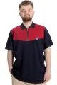 Big Size Mens T-Shirt Polo FRAGMENTED 23325 Navy Blue-Burgundy