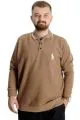 Big Tall Mens Polo Sweatshirt Velvet substitute Horse 23442 Light Brown