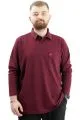 Big Size Mens Sweatshirt Polo Long Arm WAFFLE 23449 Burgundy