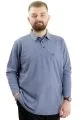 Big Size Mens Sweatshirt Polo Long Arm WAFFLE 23449 Indigo