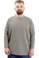 Big Size Mens Sweatshirt Crew Neck Long Arm WAFFLE 23460 Khaki