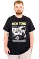 Büyük Beden Erkek T-Shirt Bisiklet Yaka NEW YORK U25036 Lacivert