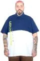Men’s Big Size Color Block Polo Collar T-Shirt 25318 Indigo