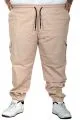 Big Size Men Linen Cargo Jogger Pants 25911 Beige