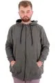Big Size Mens Sweatshirt Hooded Zipper Recycle B24547 Khaki