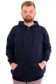 Big Size Mens Sweatshirt Hooded Zipper Recycle B24547 Navy Blue