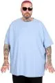 Büyük Beden Waffle Basic T-shirt 20033 Mavi
