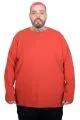 Plus Size Men Long Sleeve Crew Neck T-Shirt 20102 Tile Red