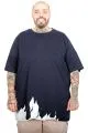 Plus Size Men Flame Crew Neck T-Shirt U24082 Navy
