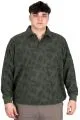 Big Size Mens Polo Sweatshirt Velvet substitute U24440 Black-Green