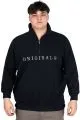 Big Size Mens Sweatshirt Zipper dog collar U24543 Navy Blue