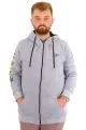 Mens Big Size Zipper Hooded Sweatshirt FUTURE U24549 Grey Melange