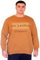 Big Size Mens Sweatshirt Crew Neck LOS ANGELES U24561 Camel