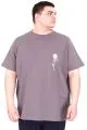 Büyük Beden Erkek T-Shirt Bisiklet Yaka GORGEOUS U25022 Füme
