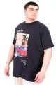 Büyük Beden Erkek Baskılı T-Shirt Palm Dream U25026 Lacivert
