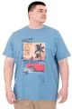 Büyük Beden Erkek Baskılı T-Shirt Palm Dream U25026 Mavi
