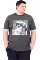 Büyük Beden Erkek T-Shirt Bisiklet Yaka STATUE U25027 Antrasit