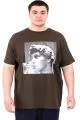Büyük Beden Erkek T-Shirt Bisiklet Yaka STATUE U25027 Haki