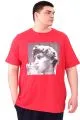 Büyük Beden Erkek T-Shirt Bisiklet Yaka STATUE U25027 Kırmızı
