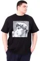 Büyük Beden Erkek T-Shirt Bisiklet Yaka STATUE U25027 Siyah