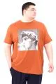 Büyük Beden Erkek T-Shirt Bisiklet Yaka STATUE U25027 Tarçın