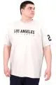 Büyük Beden Erkek Baskılı T-Shirt Los Angeles U25031 Gri
