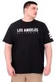 Büyük Beden Erkek Baskılı T-Shirt Los Angeles U25031 Siyah