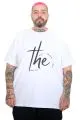 Büyük Beden Erkek THE Bisiklet Yaka T-Shirt U26103 BEYAZ