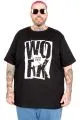 Big Size T-Shirt Work Harder U26166 BLACK