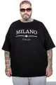 Büyük Beden Unisex Bisiklet Yaka Tshirt Milano U26201 SIYAH